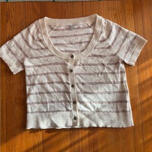 Madewell 100% Cotton Linden Short Sleeve Scoop Striped Sweater Tee